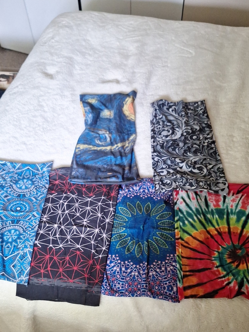 Kids Multi-Pattern Neck Gaiter Scarf - Blue Tie-Dye & Multicolor Designs